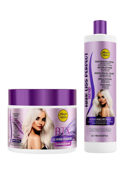 Alisado Hair Liss Perfecto Matizador 1000ml + Btx Rubia Poderosa 500g