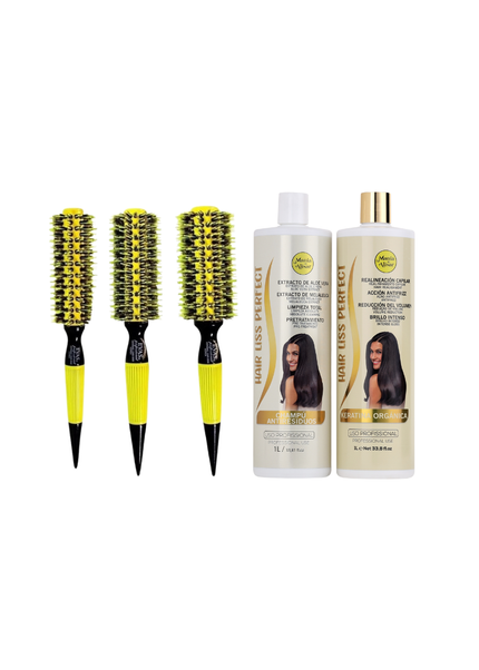 Alisado Brasileño Kit Hair Liss Perfect  1000ml + Cepillos Cerdas de Jabali