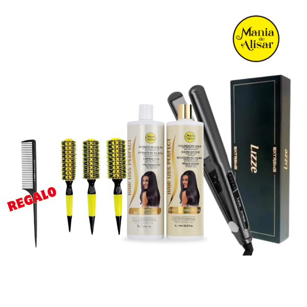 Kit Hair Liss Perfect + Plancha + 3 Cepillos + REGALO