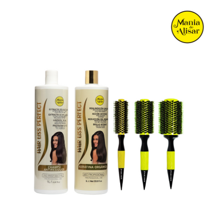 Kit Hair Liss Perfect Keratina 1000ml + Cepillos Punta Fina
