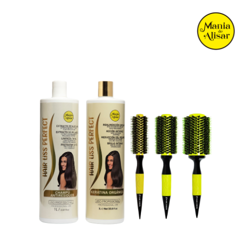 Kit Hair Liss Perfect Keratina 1000ml + Cepillos Punta Fina