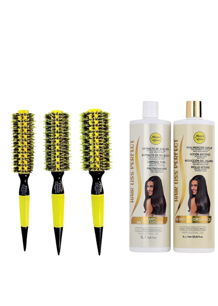 Alisado Brasileño Kit Hair Liss Perfect  1000ml + Cepillos Cerdas de Jabali