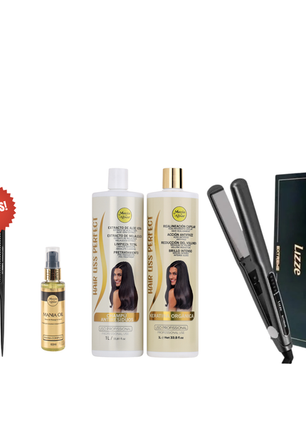 Kit de Alisado + Plancha + 3 Cepillos + REGALO Peine de Carbon + Serum