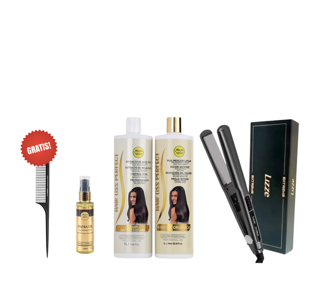 Kit de Alisado + Plancha + 3 Cepillos + REGALO Peine de Carbon + Serum