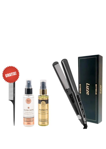 Plancha Lizze Extreme 250 Grados + REGALO Carbon Peine + Serum + Perfume para el Pelo