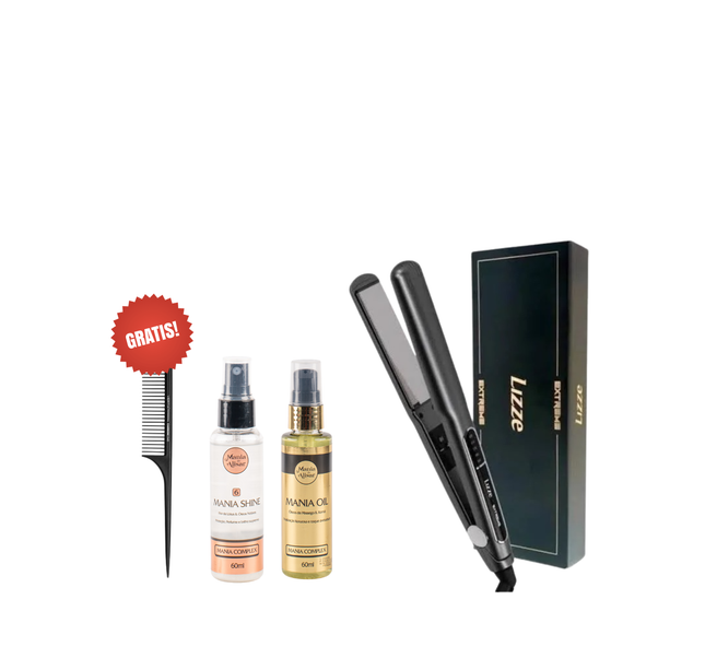 Plancha Lizze Extreme 250 Grados + REGALO Carbon Peine + Serum + Perfume para el Pelo